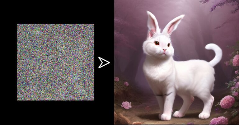 image showing pixelated latent space of stable diffusion to a final generated image