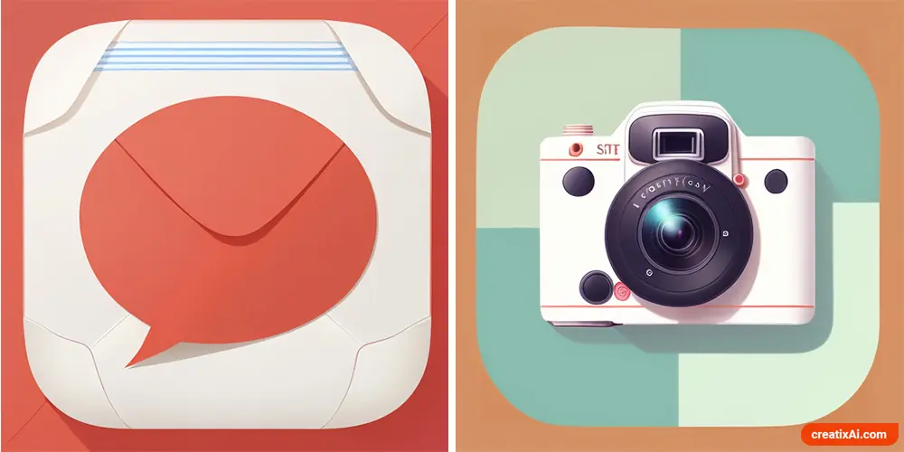 two examples of AI-generated icons for phone apps, website buttons, and other graphical elements, providing customizable and distinctive visual representations.