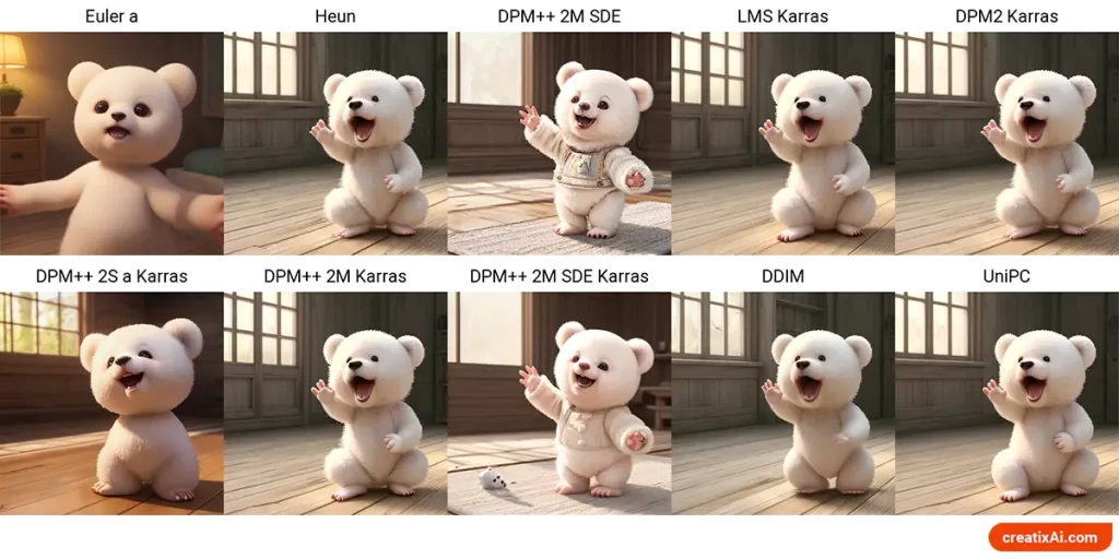 testing how sampling methods make a difference in stable diffusion ai generation