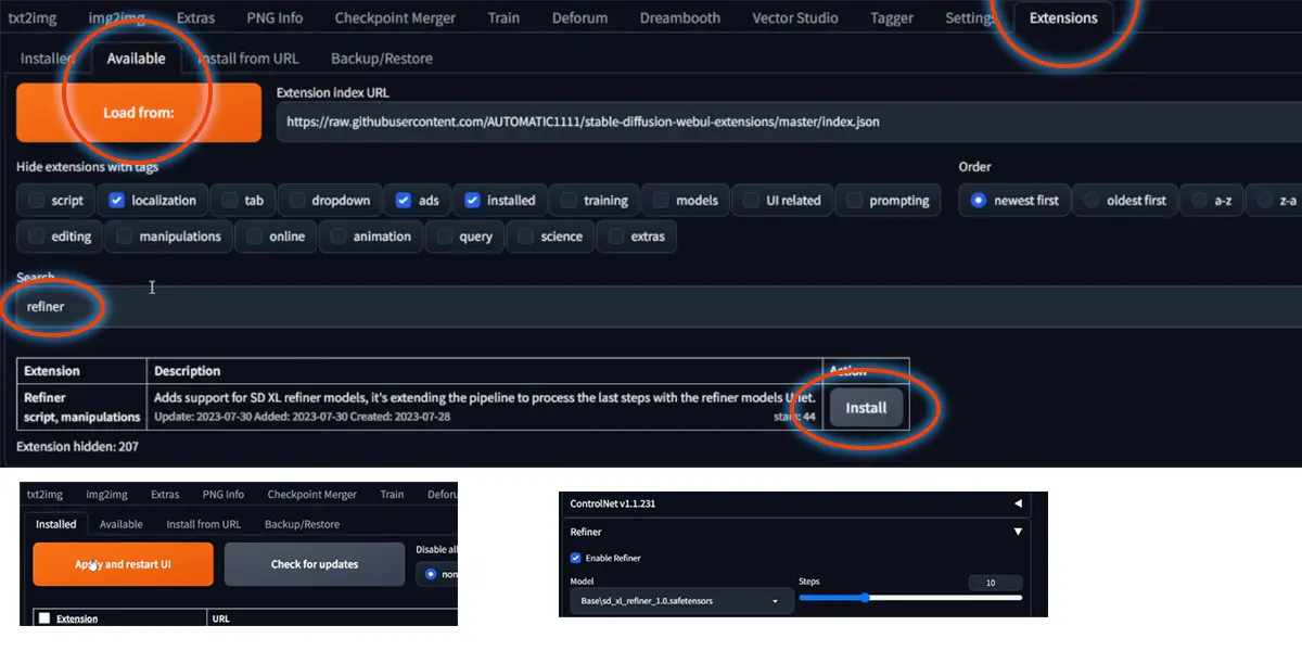 tutorial on how to install the refiner extension for Stable Diffusion XL SDXL Refiner model