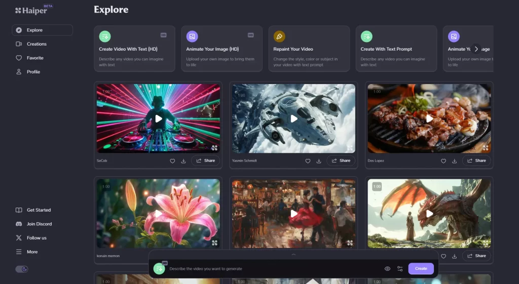 haiper free ai video generator explore